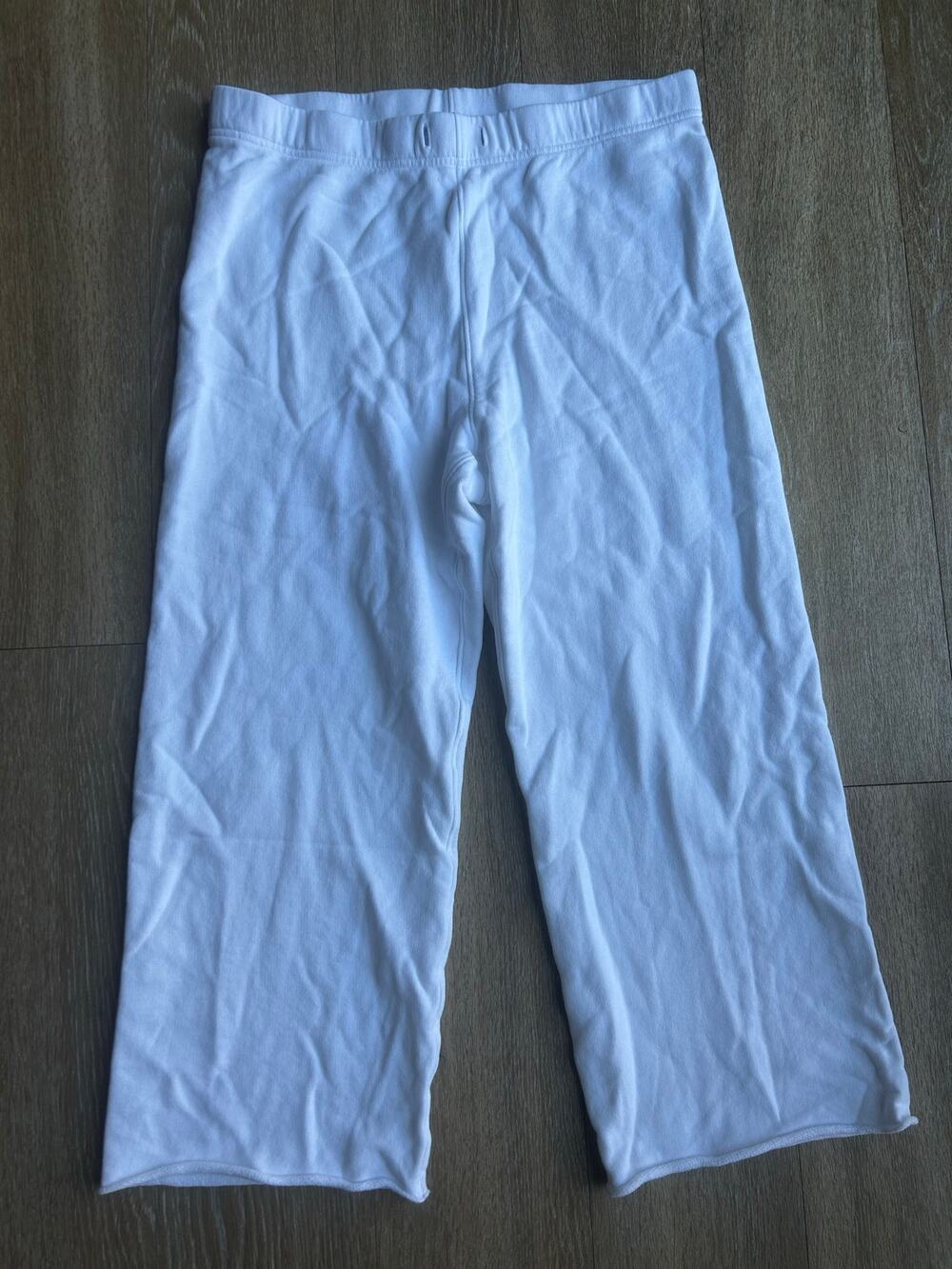 Frank & Eileen Catherine Pants White Cropped Wide Leg Sweatpants Terry Fleece M